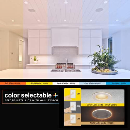 Feit Electric 4in LED Recessed Downlight with Night Light Mode, 50W Eq