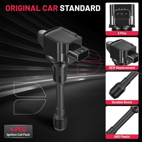 BDFHYK Ignition Coil Packs UF719 Compatible with Nissan Frontier 05-17 March 13-14 Versa Note 14-19 Suzuki Equator 09-12 l4 1.6L 2.5L Nissan Oem Coil Pack Coil for GN10648 Set of 4