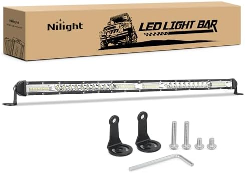 Nilight Slim LED Light Bar 21 Inch 52LED Single Row Spot Flood Combo Fog Driving Work Lighting Roof Bumper Lamp Offroad for 4x4 Trucks SUV ATV UTV