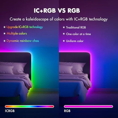 LED Lights for Bedroom, 50FT IC RGB LED Strip Lights, Smart Control