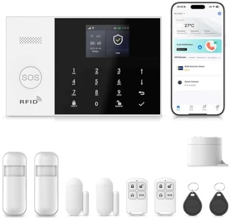 Alarm System for Home Security,10Pcs WiFi+4G Home Alarm System with Instant App Alerts NO Monthly Fees,for Smart Life or Tuya,Auto Alarm Dial,Door/Window Sensors,Compatible with Alexa