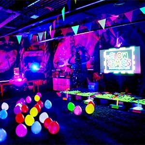 4PCS 40W LED Black Light Bar, Black Lights for Glow Party, Blacklight with Plug &Switch, Each Light Up 484 Sq.ft Area, Glow Light for Halloween, Fluorescent Body Paint, Stage Lighting, Bedroom