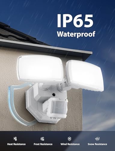 Onforu 32W 2 Head Motion Sensor Outdoor Lights, 3200LM 6500K LED Security Light, Dusk to Dawn, Motion Detector Light for Outside, 2 Pack IP65 Waterproof Flood Lights for Garage, Yard(White)