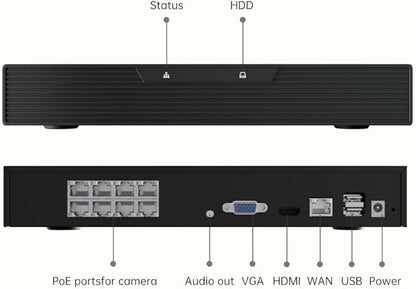 ARENTI PoE Security Camera System, 5MP PoE Cameras Outdoor with H.265 8CH NVR for Home Surveillance System, AI Detection, 2 Way Audio, No Subscription, 2TB HDD, 24/7 Recording