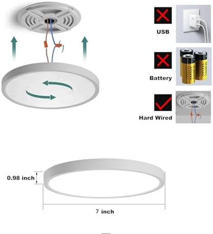 7 Inch Motion Sensor LED Ceiling Light, White