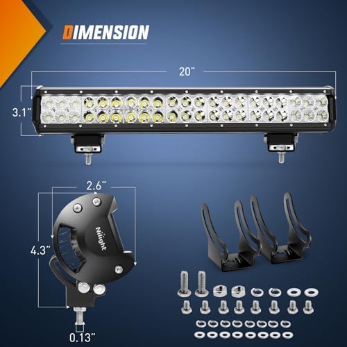 Nilight LED Light Bar with Yellow Black Covers 20 Inch 126W