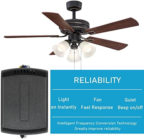YukiHalu Ceiling Fan Remote Control Kit, Universal and Compact Size, Fan Speeds and Timings Control, Comply with UL1917