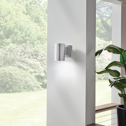 Kichler 9234BA Outdoor Cylinder Wall Mount Sconce DownLight, Brushed Aluminum 1-Light (5" W x 7" H) 65 Watts