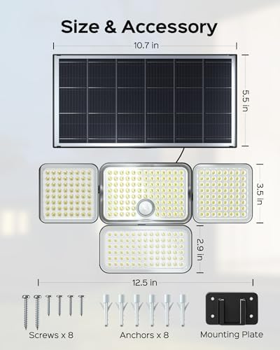 SUPERDANNY Solar Lights Outdoor Remote Control with 16.4ft Cable 1 Pack