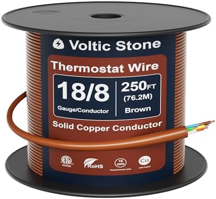 18/8 Thermostat Doorbell HVAC Wire, True Gauge 18 AWG 8 Conductor Solid Copper Control Cable, ETL Listed CL3R/CMR Riser Rated Flame-Retardant, RoHS, for 0-30V Low Voltage Systems - 250FT