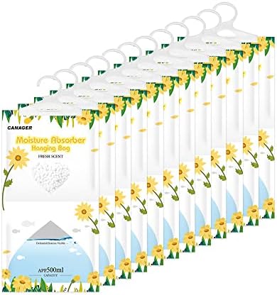CANAGER Moisture Absorber -12 Pack,Fresh Scent Hanging Humidity Bag,Home,Car, and Closet Dehumidifiers(12.5OZ).