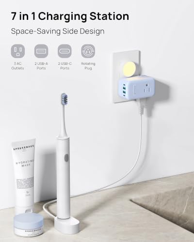 TROND Outlet Extender with 360 Rotating Plug, 3 Way Plug Adapter