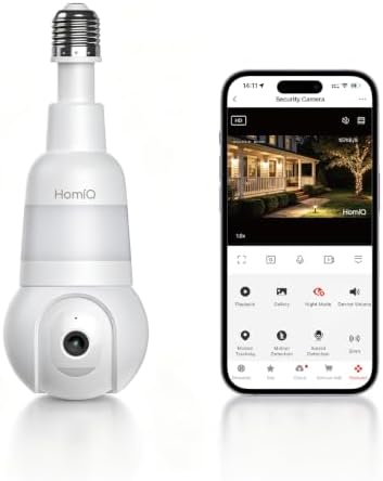 3MP 2K WiFi Light Bulb Camera with Alexa,Full-Color Night Vision,12x