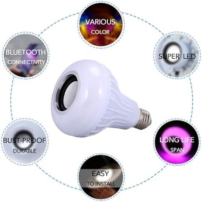Garosa LED Color Changing Light Bulb with Bluetooth Speaker, 12W E27 RGB Smart Bulb Remote Control for Living Room Bedroom Bathroom Closet Decor