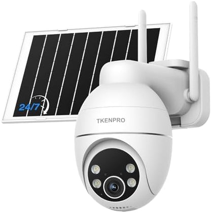 TKENPRO 2K Solar Camera Outdoor Wireless, 2.4GHz Wi-Fi Connected