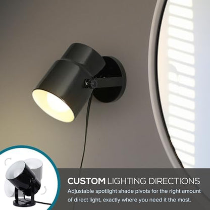 Catalina Lighting 24291-000 Multipurpose Spotlight Accent Lamp, Desk or Wall Mount Lamp for Office, Living Room, Dorm or Bedroom, Smart Home Compatible, Bulb Not Included, 7.5", Metallic Black