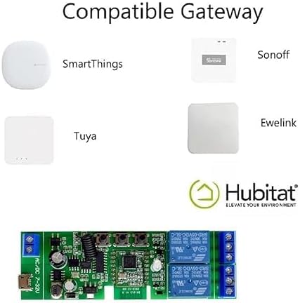Zigbee 2 Channel 5V 12V Smart Relay Switch,Adjustable Self Lock and Momentary Interlock Working Mode,Works with Tuya eWelink Zigbee Gateway, Alexa, Google Home (ZigBee Hub Required)