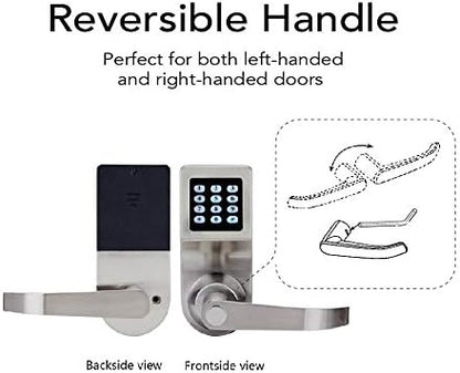 Electronic Smart Door Lock, Keyless Entry with Keypad, Key Fobs, Remote Control, Keys for Home, Office or Commercial, Silver NDL302
