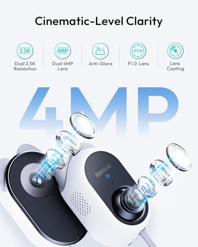 BOTSLAB Dual-Lens 4MP Window Camera for Home Security, No Drill, 2 Pack