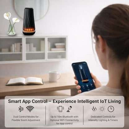 Black Pearl Smart Aroma Machine with Timer - Waterless Fragrance Oil Diffuser 100ml, Bluetooth and Manual Control, Whisper Quiet Operation, Rechargeable for Home, Office, Spa, and Hotel