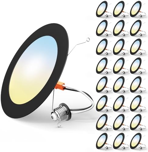 FREELICHT 24 Pack Retrofit LED Recessed Lighting 6 Inch, 5CCT, Black