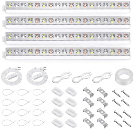 KingLED Grow Lights for Indoor Plants, Natural-Like 5000K Full Spectrum Plant Lights for Indoor Growing, 24W(4 X 6W) High PPFD 1FT LED Grow Light Strips for Seed Starting, Linkable, 4-Pack