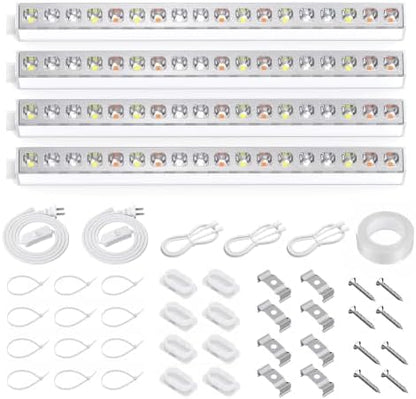 KingLED Grow Lights for Indoor Plants, Natural-Like 5000K Full Spectrum Plant Lights for Indoor Growing, 24W(4 X 6W) High PPFD 1FT LED Grow Light Strips for Seed Starting, Linkable, 4-Pack