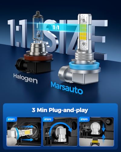 Marsauto H16 H11 H8 LED Fog Light Bulb Yellow, 12,000LM 3500K Amber Yellow