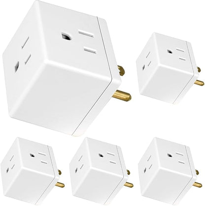 GE Outlet Extender, 3 Outlet Multi Plug Wall Power Splitter (Pack of 5)