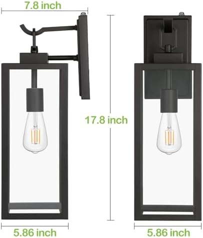 hykolity 18 Inch Dusk to Dawn Black Waterproof Outdoor Wall Light for Patio