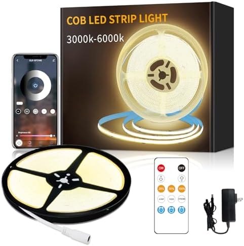 COB LED Strip Lights 32.8ft,3000K DC 24V Dimmable Warm White