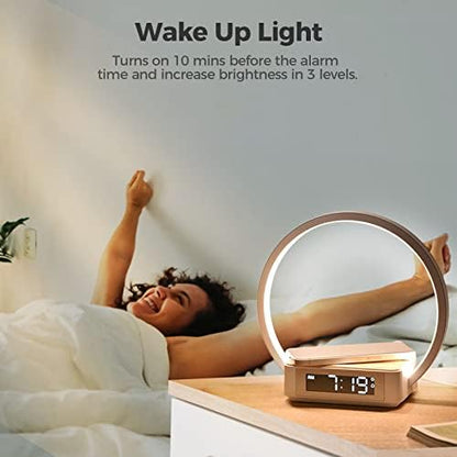 Desk Lamp with Alarm Clock Qi Wireless Charger, Touch Lamp for bedroom