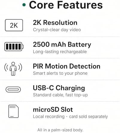 Mini 2.4GHz WiFi Wireless Battery Security Camera — $0/Month Forever No Subscription, 60-Second Setup, 2K Night Vision, PIR Motion Detection — Apartment/Bedroom/Pet (5GHz NOT Supported)