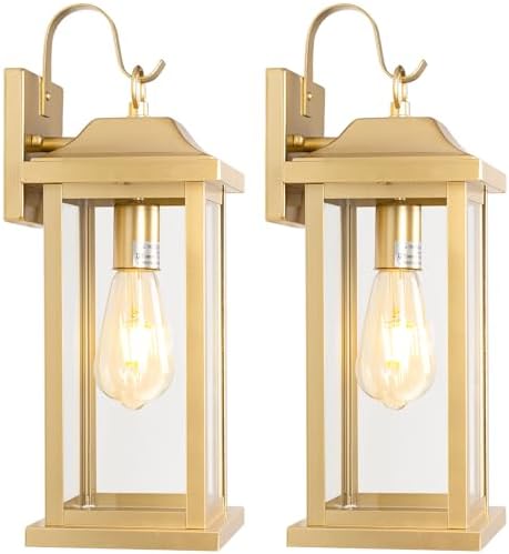 17 Inch Large Gold Outdoor Sconces Wall Lighting 2-Pack