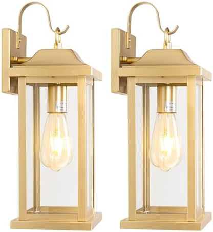 17 Inch Large Gold Outdoor Sconces Wall Lighting 2-Pack