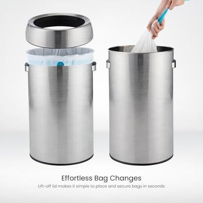 Home Zone Living 16 Gallon Commercial Trash Can with Removable Open Top Lid
