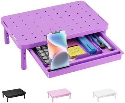 WALI Computer Monitor Stand with Storage, Monitor Riser 3 Height Adjustable