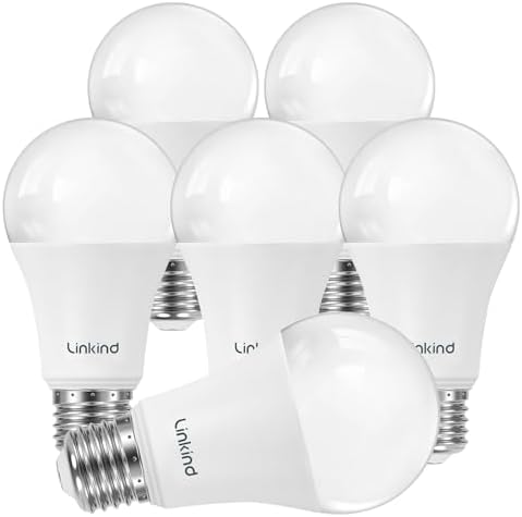 Linkind A19 LED Light Bulbs, 100 Watt Equivalent, 5000K Daylight 6 Packs