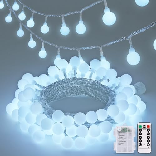 JMEXSUSS 33FT 100 LED Globe White String Lights Battery Operated