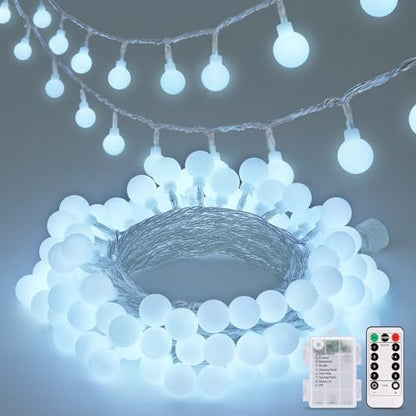 JMEXSUSS 33FT 100 LED Globe White String Lights Battery Operated