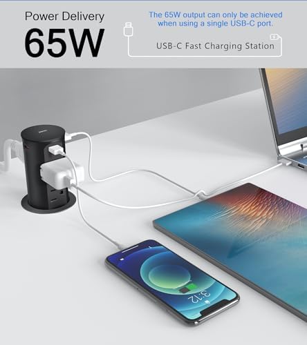 Jgstkcity Pop up Countertop Outlet,2.5in Hole Desk Grommet,65W USB
