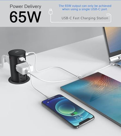 Jgstkcity Pop up Countertop Outlet,2.5in Hole Desk Grommet,65W USB