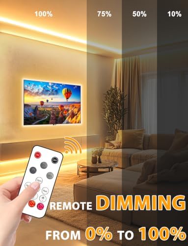 Lamomo COB LED Strip Lights Pro, 32.8Ft Warm White Dimmable Self-Adhesive Led Rope Light with Remote, Flexible Cuttable Waterproof 3000K Silicone Neon Tape Lights for Bedroom, Indoor, Outdoor,Cabinet