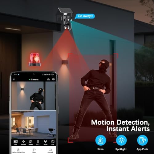 4K Solar Security Cameras Wireless Outdoor with Dual Lens, 2 Cam Kit, No Subscription Fee, Home Security System with Color Night Vision, Auto Tracking, Motion Detection