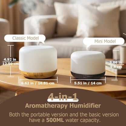 Essential Oil Diffuser, Ultrasonic Humidifier with LED Light
