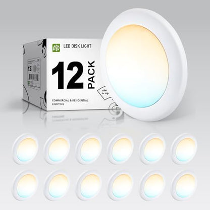ASD 12 Pack LED Disk Lights 6 Inch, 5CCT Flush Mount Ceiling Light Fixture