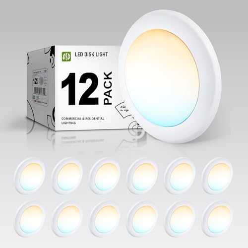 ASD 12 Pack LED Disk Lights 6 Inch, 5CCT Flush Mount Ceiling Light Fixture