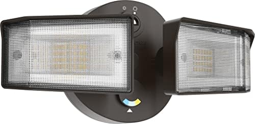 Lithonia Lighting HomeGuard 2-Light LED Outdoor Flood Lights, Outdoor LED Lights, Dusk to Dawn Sensor, Adjustable Lumens, Selectable Color, Square Heads, Dark Bronze (HGX LED 2SH ALO SWW2 120 PE DDB)