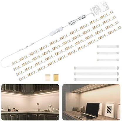 WOBANE LED Cabinet Lights,4 PCS 20inch LED Strip Lights Kit,Natural White