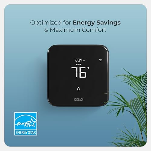 Cielo Smart Thermostat Eco for Central HVAC, Energy Star Certified (Black)